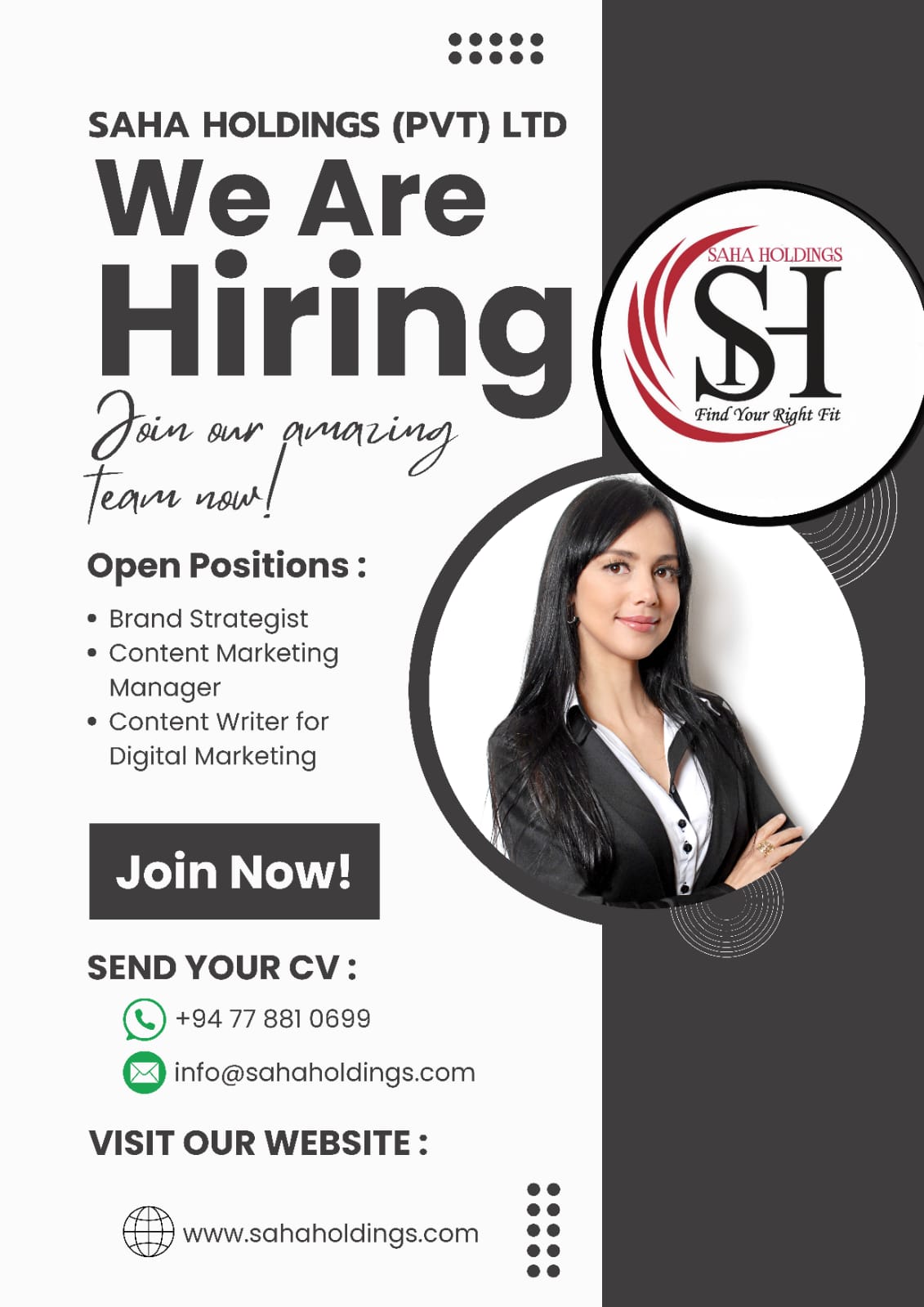 💥 SAHA HOLDINGS (PVT) LTD 💥 NOW HIRING!